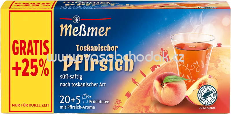 Meßmer Ländertee Toskanischer Pfirsich, 20 Beutel + 5 Gratis