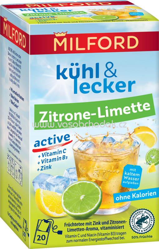 Milford Kühl & Lecker Active Zitrone-Limette, 20 Beutel Milford Kühl & Lecker Active Zitrone-Limette, 20 Beutel
