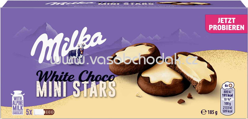 Milka Kekse Mini Stars White Choco, 185g