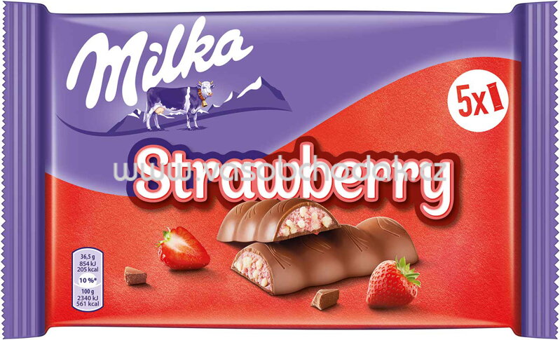 Milka Strawberry Riegel, 5x36,5g, 182,5g Milka Strawberry Riegel, 5x36,5g, 182,5g