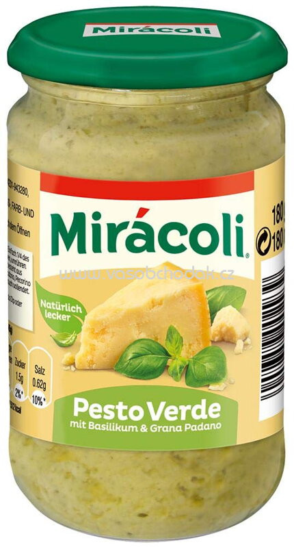 Mirácoli Pesto Verde mit Basillikum & Grana Padano, 180 ml