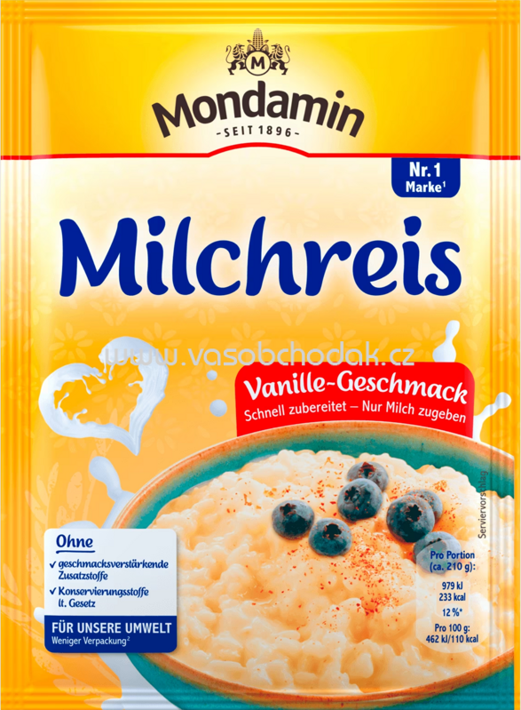 Mondamin Milchreis mit Vanillegeschmack, 500 ml