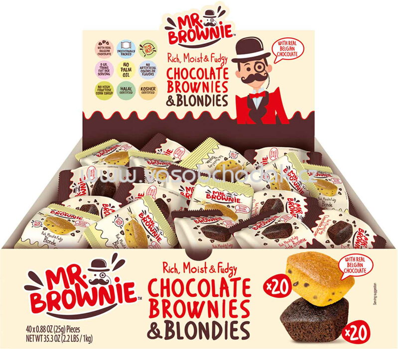 Mr.Brownie Chocolate Brownies & Blondies Mix, 40x25g, 1 kg