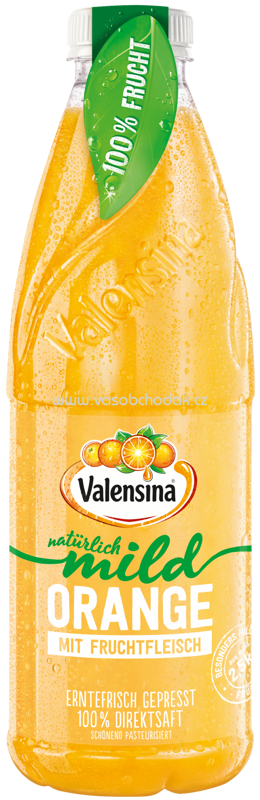 Valensina 100% Erntefrisch Gepresst natürlich mild Orange mit Fruchtfleisch, 1l