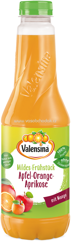 Valensina Mildes Frühstück Apfel Orange Aprikose mit Mango, 1l