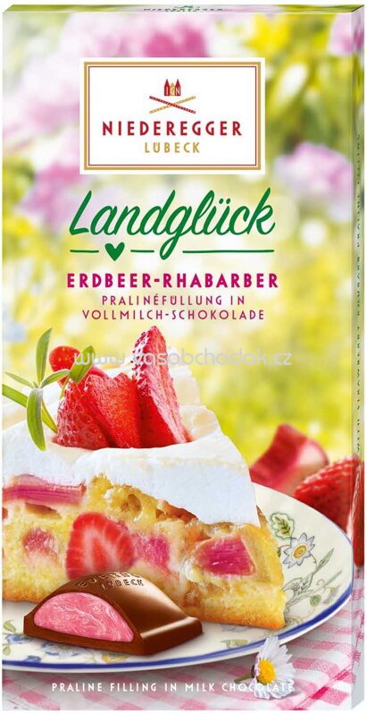 Niederegger Landglück Praliné Tafel Erdbeer-Rhabarber, 100g