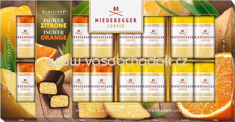 Niederegger Marzipan Klassiker Ingwer Zitrone + Ingwer Orange, 200g Niederegger Marzipan Klassiker Ingwer Zitrone + Ingwer Orange, 200g