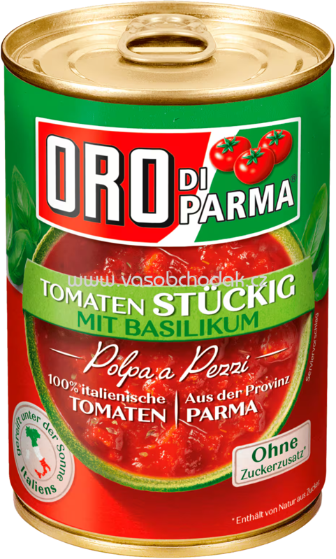 Oro di Parma Tomaten Stückig mit Basiliku, Dose, 400g