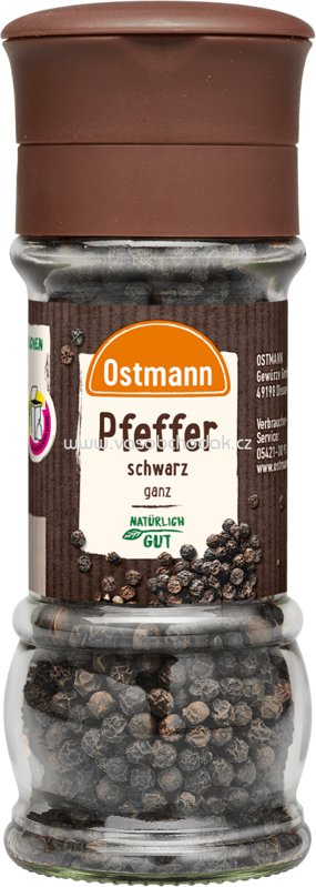 Ostmann Pfeffer schwarz, ganz, Mühle, 60g