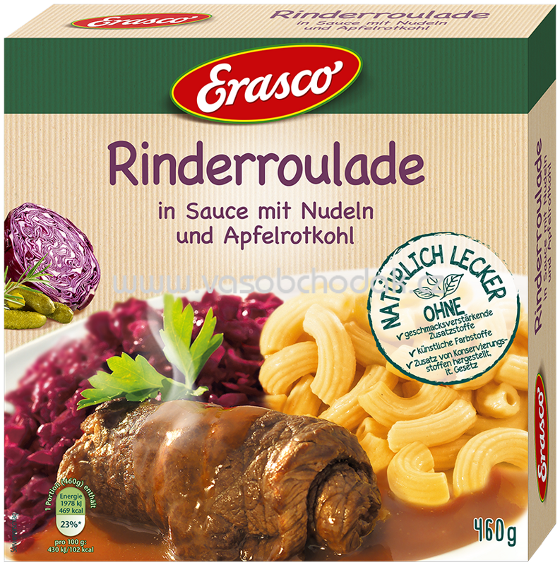 Erasco Rinderroulade in Sauce mit Nudeln und Apfelrotkohl, 460g