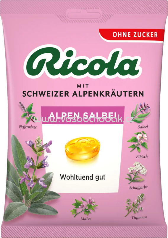 Ricola Bonbon Alpen Salbei, zuckerfrei, 75g Ricola Bonbon Alpen Salbei, zuckerfrei, 75g