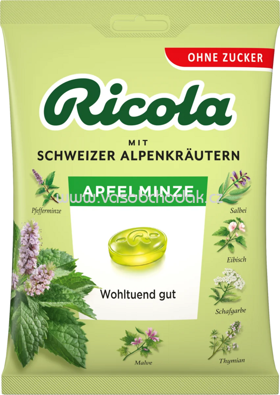 Ricola Bonbon Apfelminze, zuckerfrei, 75g Ricola Bonbon Apfelminze, zuckerfrei, 75g