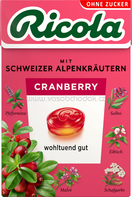 Ricola Bonbon Cranberry, zuckerfrei, 50g Ricola Bonbon Cranberry, zuckerfrei, 50g