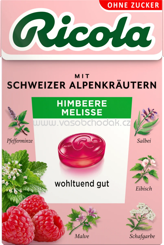 Ricola Bonbon Himbeere Melisse, zuckerfrei, 50g Ricola Bonbon Himbeere Melisse, zuckerfrei, 50g