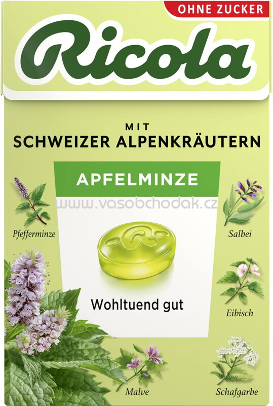 Ricola Bonbon Apfelminze, zuckerfrei, 50g Ricola Bonbon Apfelminze, zuckerfrei, 50g