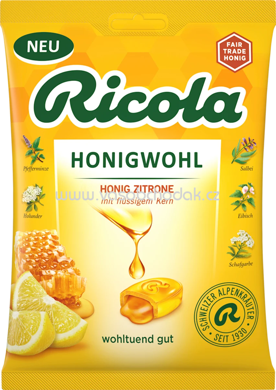 Ricola Bonbon Honigwohl Honig Zitrone, 68g