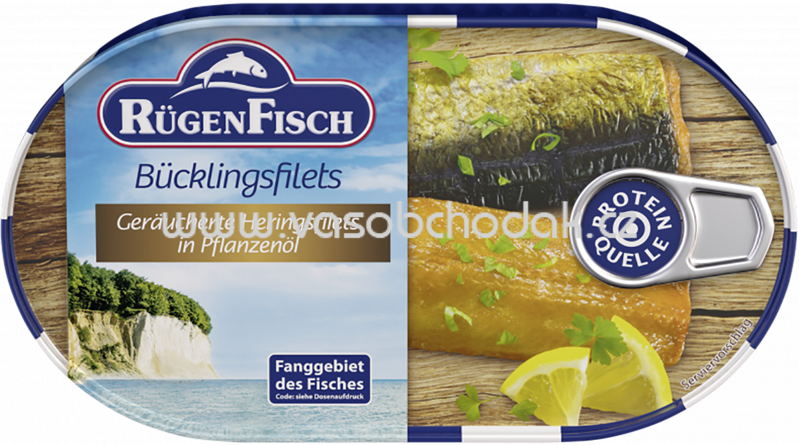 Rügen Fisch Bücklingsfilets Geräucherte Heringsfilets in Pflanzenöl, 200g
