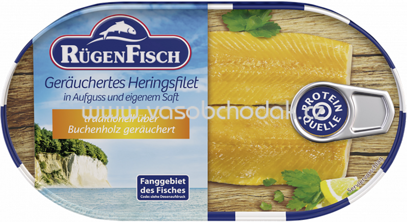 Rügen Fisch Geräuchertes Heringsfilet in Aufguss und eigenem Saft, 100g Rügen Fisch Geräuchertes Heringsfilet in Aufguss und eigenem Saft, 100g