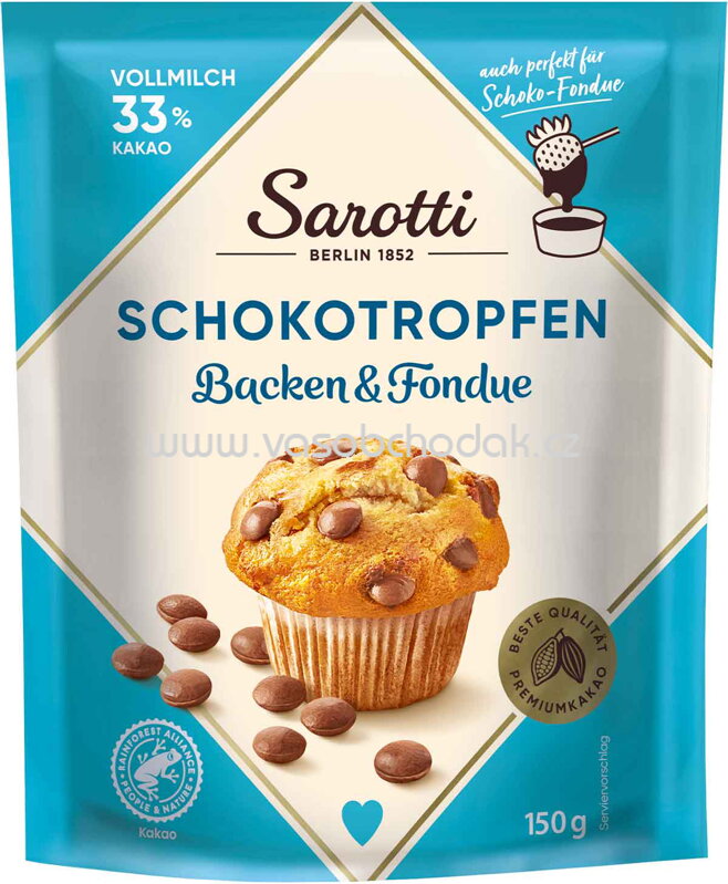 Sarotti Schokotropfen Backen & Fondue Vollmilch, 150g