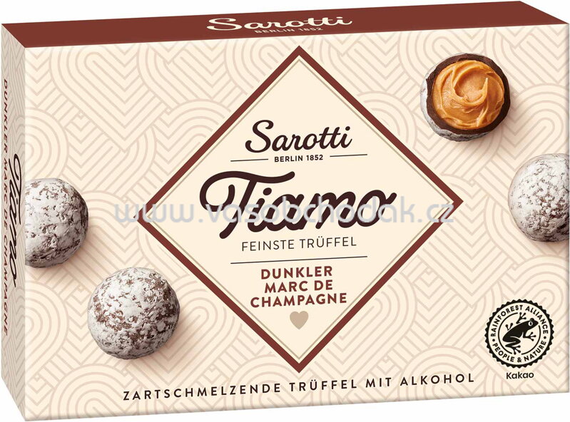 Sarotti Tiamo Feinste Trüffel Dunkler Marc de Champagne, 125g