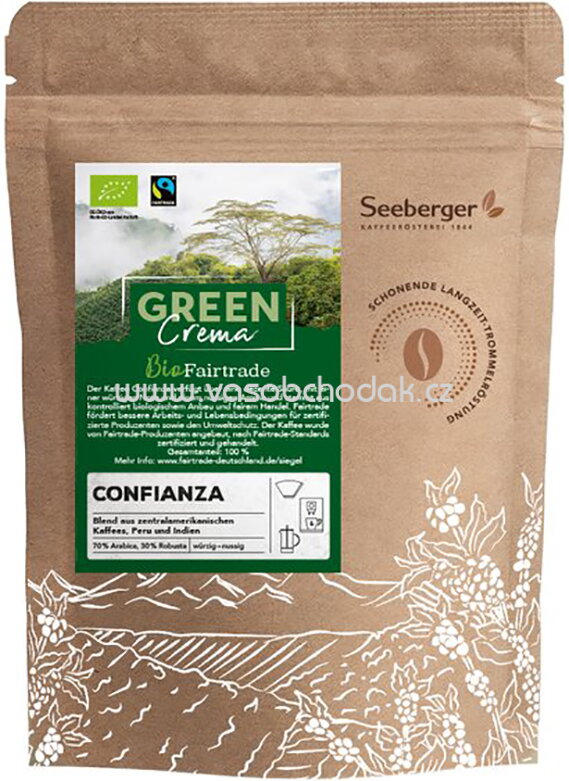 Seeberger Confianza Bio-Fairtrade Kaffee ganze Bohne, 250g Seeberger Confianza Bio-Fairtrade Kaffee ganze Bohne, 250g