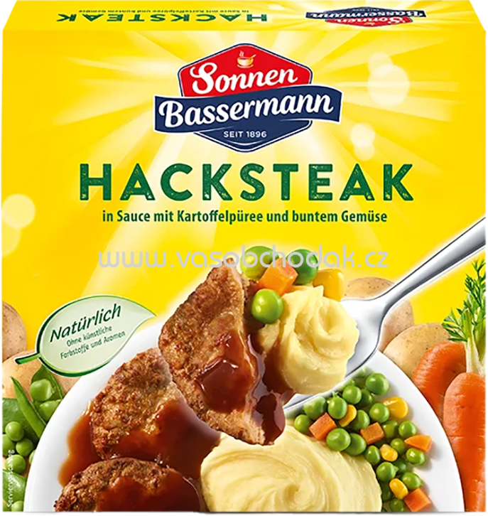 Sonnen Bassermann Fertiggerichte Hacksteak in Sauce mit Kartoffelpüree und buntem Gemüse, 1 St