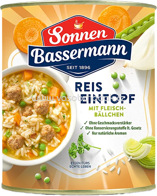 Sonnen Bassermann Eintopf - Reis Eintopf mit Fleischbällchen, 800g Sonnen Bassermann Eintopf - Reis Eintopf mit Fleischbällchen, 800g