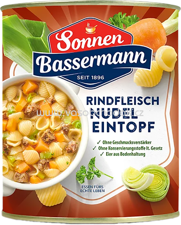 Sonnen Bassermann Eintopf - Rindfleisch Nudel Eintopf mit Gartengemüse, 800g
