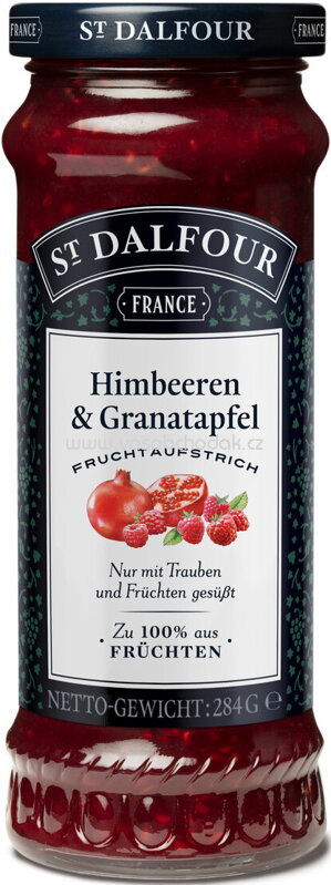 St. Dalfour Fruchtaufstrich Himbeeren & Granatapfel, 284g