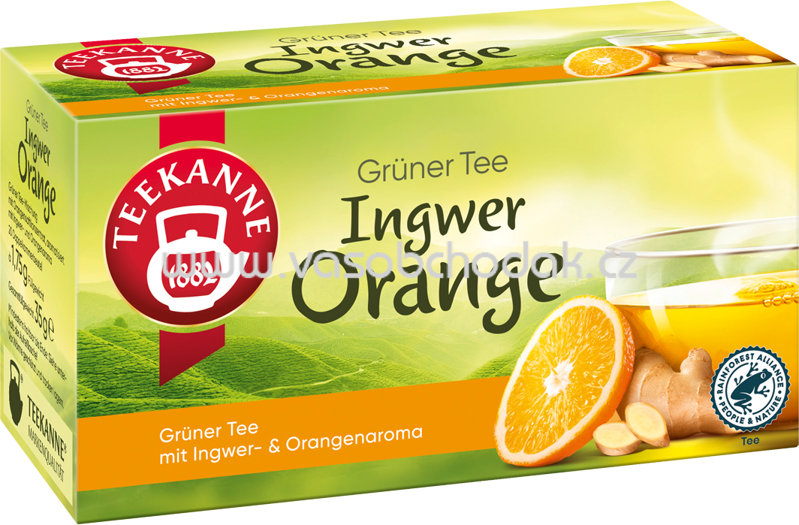 Teekanne Grüner Tee Ingwer Orange, 20 Beutel