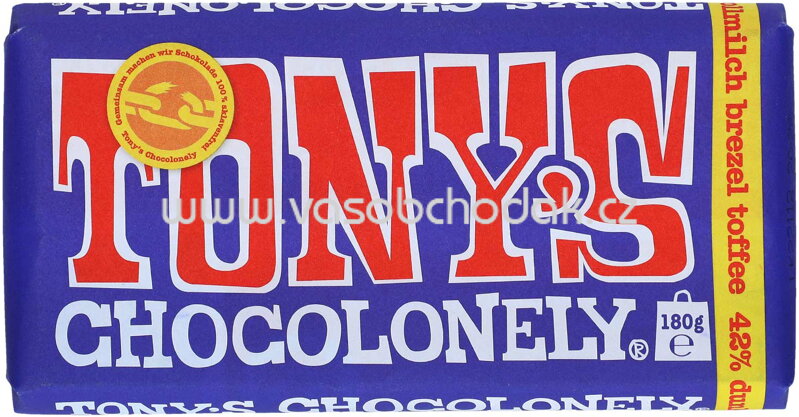 Tony's Chocolonely 42% Dunkle Vollmilch Brezel Toffee, 180g Tony's Chocolonely 42% Dunkle Vollmilch Brezel Toffee, 180g