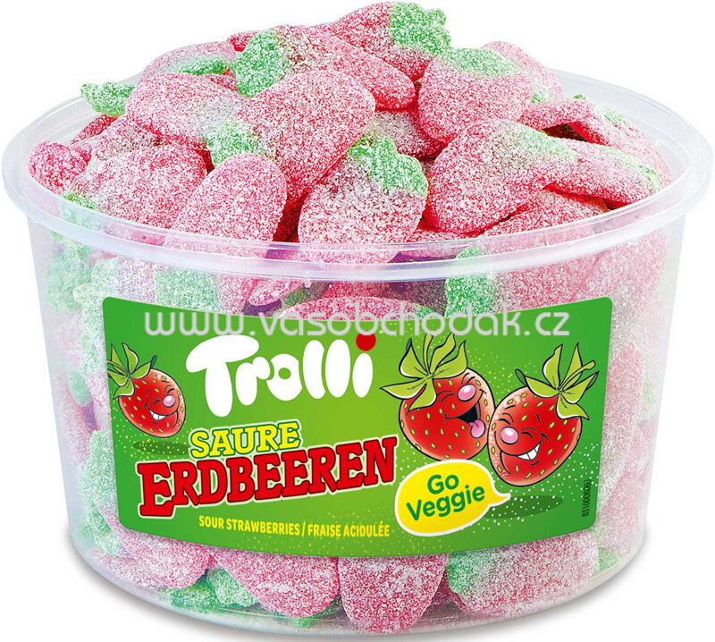 Trolli Saure Erdbeeren, Dose, 150 St, 1,2 kg