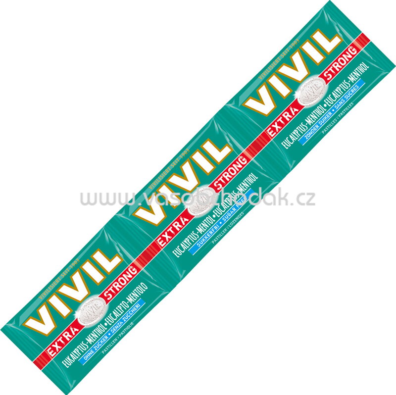 Vivil Extra Strong Eukalyptus-Menthol ohne Zucker, 3 St, 75g Vivil Extra Strong Eukalyptus-Menthol ohne Zucker, 3 St, 75g
