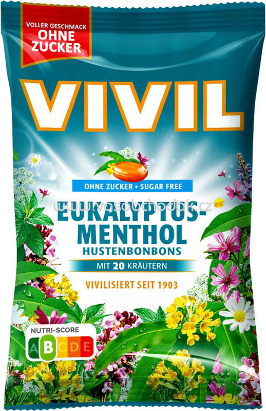 Vivil Hustenbonbons Eukalyptus-Menthol ohne Zucker, 120g Vivil Hustenbonbons Eukalyptus-Menthol ohne Zucker, 120g
