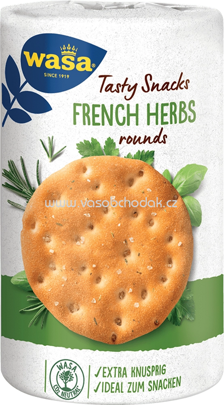 Wasa Tasty Snacks French Herbs Rounds, 205g Wasa Tasty Snacks French Herbs Rounds, 205g