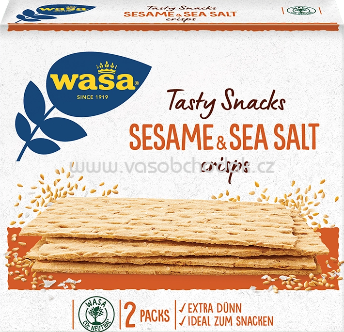 Wasa Tasty Snacks Sesame & Seal Salt Crisps, 190g Wasa Tasty Snacks Sesame & Seal Salt Crisps, 190g