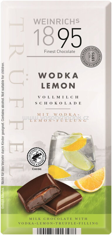 WEINRICHs Vollmilch Schokolade Trüffel Wodka Lemon, 100g