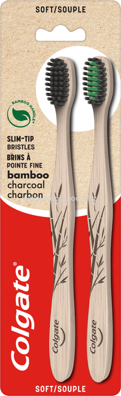Colgate Zahnbürste Bamboo Aktivkohle Weich, Doppelpack,2 St Colgate Zahnbürste Bamboo Aktivkohle Weich, Doppelpack,2 St