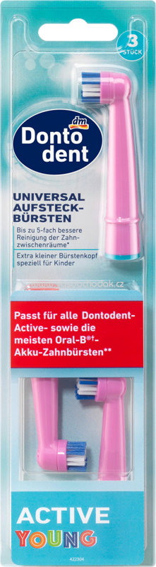 Dontodent Aufsteckbürsten Active Young, Rosa, 3 St