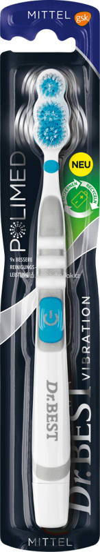 Dr. Best Zahnbürste mit Batterie Vibration Polimed mittel, 1 St Dr. Best Zahnbürste mit Batterie Vibration Polimed mittel, 1 St