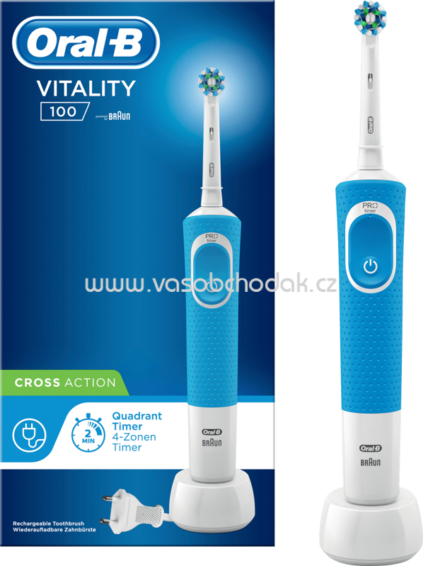 Oral-B Elektrische Zahnbürste Cross Action Vitality Blau, 1 St Oral-B Elektrische Zahnbürste Cross Action Vitality Blau, 1 St