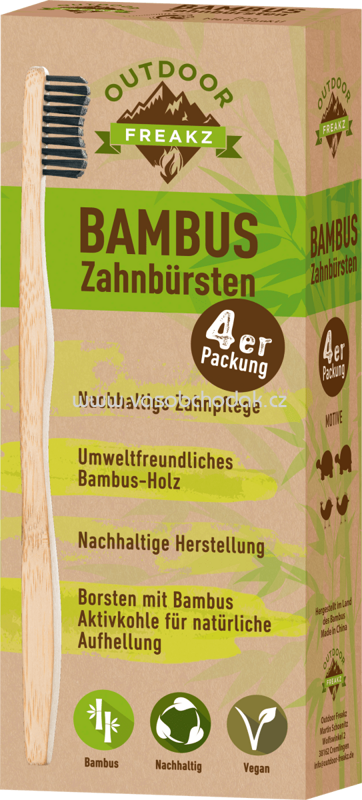 Outdoor Freakz Zahnbürste Bambus, 4 St