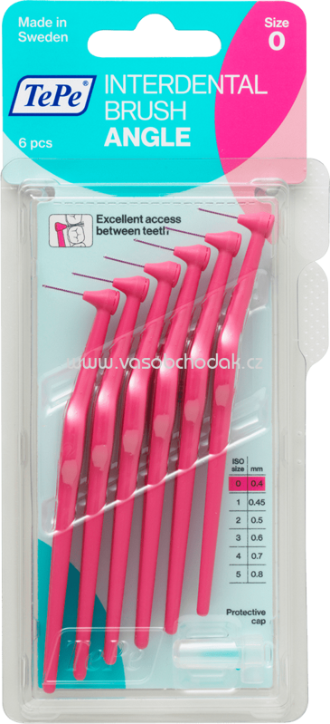 TePe Interdentalbürsten Angle pink, ISO 0, 0,4 mm, 6 St TePe Interdentalbürsten Angle pink, ISO 0, 0,4 mm, 6 St
