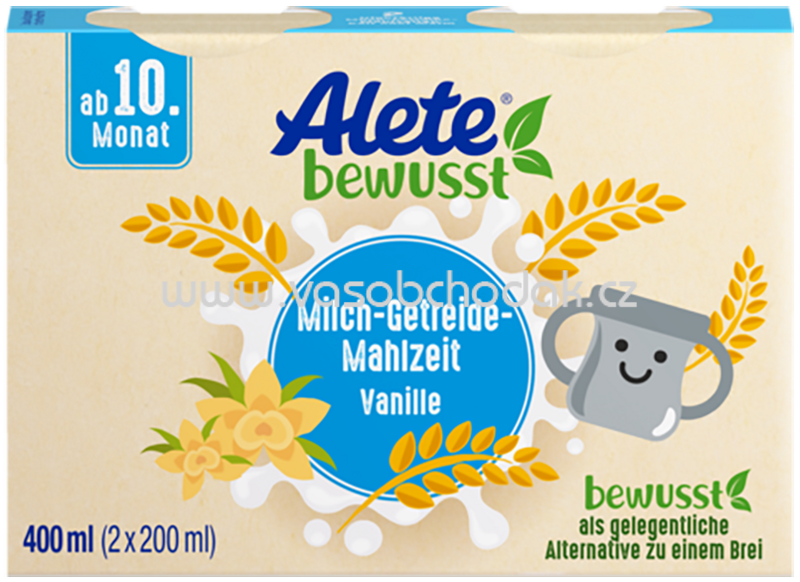 Alete Milch Getreide Mahlzeit Vanille, ab 10. Monat, 2x200 ml, 0,4l