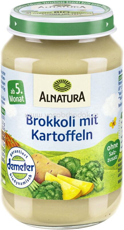 Alnatura Brokkoli mit Kartoffeln, nach dem 5. Monat, 190g Alnatura Brokkoli mit Kartoffeln, nach dem 5. Monat, 190g