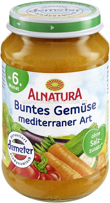Alnatura Buntes Gemüse mediterraner Art, ab 6. Monat, 190g Alnatura Buntes Gemüse mediterraner Art, ab 6. Monat, 190g