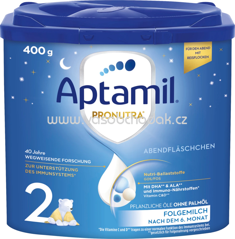Aptamil Folgemilch 2 Abendfläschchen, nach 6.Monat, 400g Aptamil Folgemilch 2 Abendfläschchen, nach 6.Monat, 400g