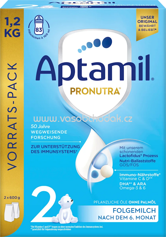 Aptamil Folgemilch 2 Pronutra nach dem 6. Monat, 1200 g Aptamil Folgemilch 2 Pronutra nach dem 6. Monat, 1200 g