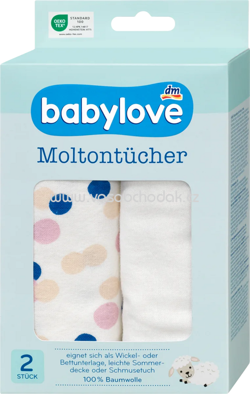 Babylove Moltontücher Punkte/uni, 2 St Babylove Moltontücher Punkte/uni, 2 St