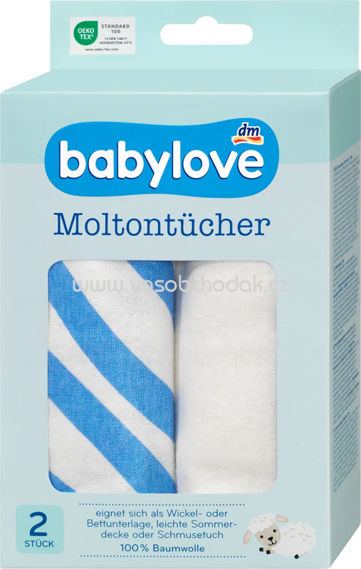 Babylove Moltontücher Streifen/uni, 2 St